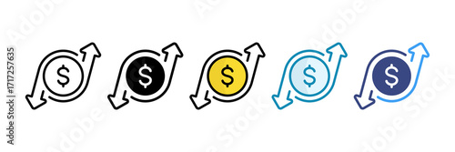 Cash Flow Icon Set Multiple Style Collection