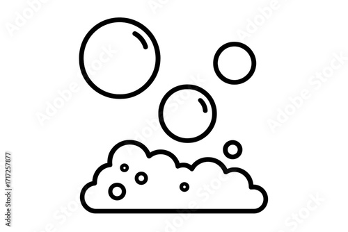 Bubble and foam outline vector icon set. Simple soap suds, lather, and effervescent fizz illustration. Concept for washing, cleaning, hygiene, and carbonated water design.