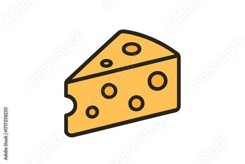 Cheese wedge vector icon. Simple flat cartoon illustration of a dairy food product slice. Minimalistic linear sign for web and graphic design, apps, banners, social network.