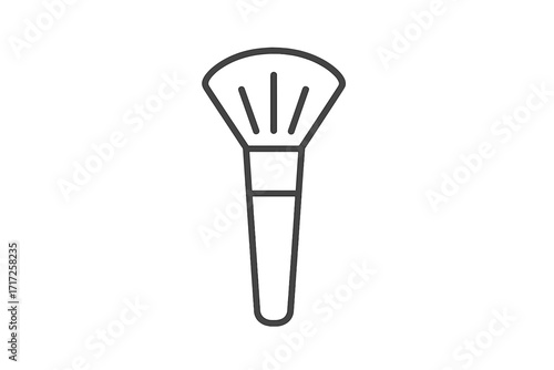 Cosmetic makeup brush line icon. Simple vector illustration of a powder or blush tool. Minimalistic symbol for beauty, cosmetics, skincare. Isolated pictogram for web, app design.