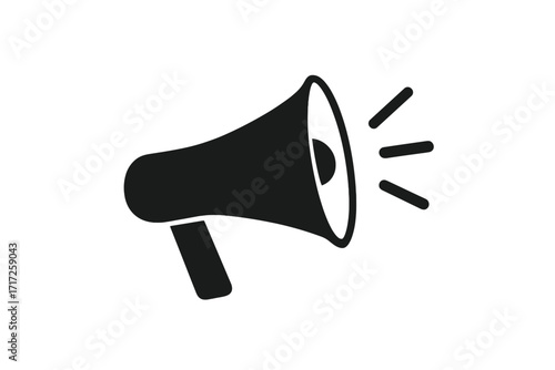 Simple megaphone loudspeaker icon for advertising, marketing, and protest. Vector bullhorn symbol for news, announcements, and communication. Alert and promotion concept design.