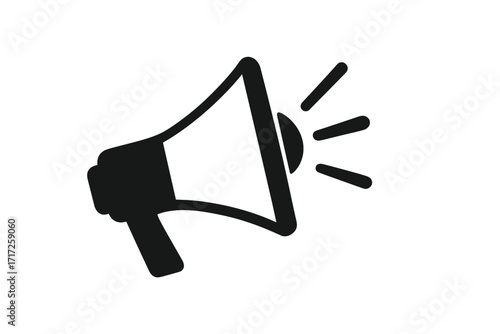 Simple megaphone loudspeaker icon for advertising, marketing, protest or sharing news. Vector illustration for announcement, communication, alert, attention and promotion.