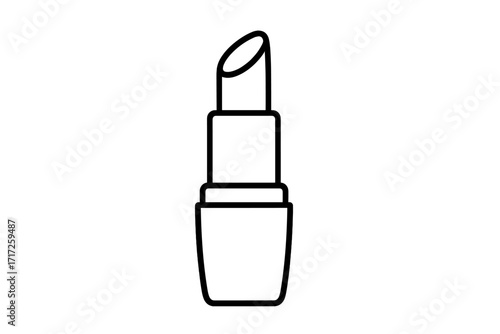 Lipstick outline linear symbol. Vector icon for beauty, cosmetic and makeup concepts. Fashion glamour product simple illustration for graphic and web design, apps, and adverts.