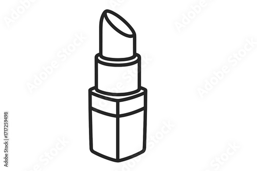 Lipstick outline linear symbol for graphic and web design. Vector illustration of a cosmetic product. Beauty and makeup icon for cards and adverts. Glamour and fashion concept.