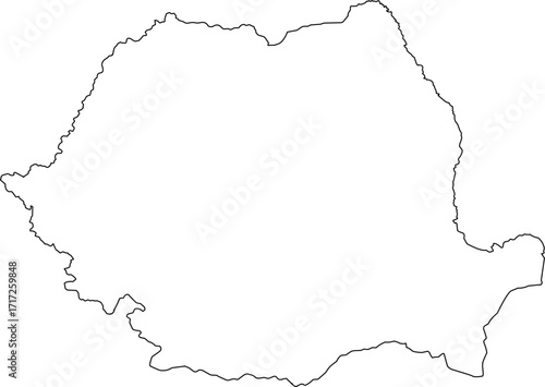 A minimalist vector outline map of Romania. Ideal for presentations, data visualization, and professional or educational infographics.

