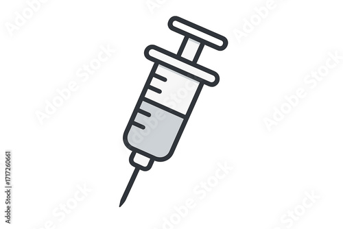 Syringe icon vector illustration medical tool injection needle healthcare vaccination immunization medicine cartoon style transparent background set