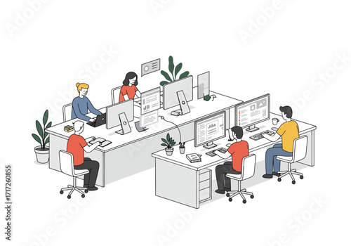 Software Developers Collaborating in Modern Office.