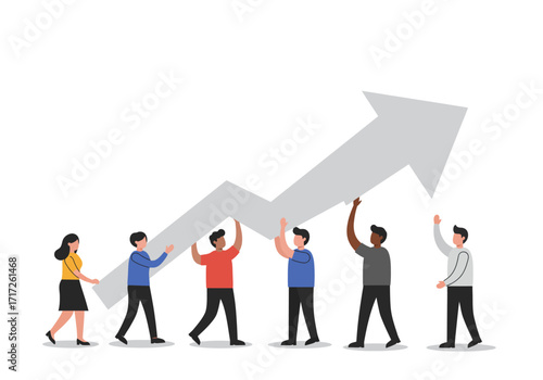 Team Lifting Growth Arrow: Business Success.
