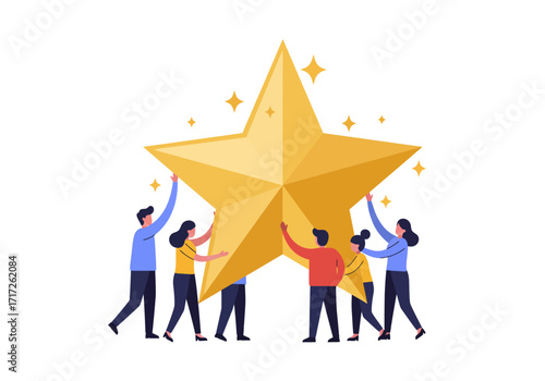 Team Lifting a Golden Star: Achieving Shared Success.