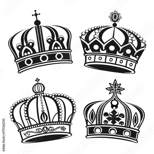 Royal crown emblems ornate regal symbols royalty