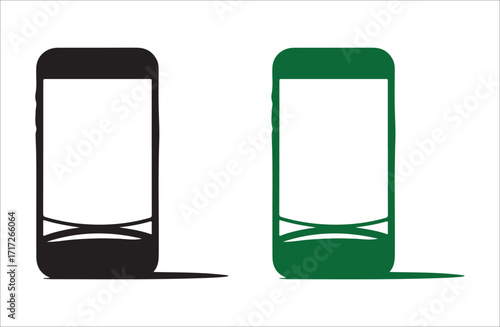 Smartphone Vibration Icon, Black and Green Mobile Phone with Vibration Symbol, Digital Communication Vector