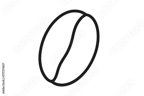 Coffee bean outline icon. Minimalist vector graphic. Single roasted coffee bean symbol. Simple linear sign for cafe, coffee shop menu, espresso, latte, cappuccino, caffeine, beverage.