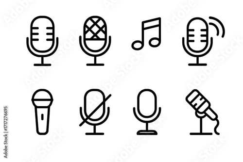 Loud speaker line icon collection, outline vector signs for graphic design, apps, adverts, various cards, sound, audio, music, communication technology, transparent background illustration