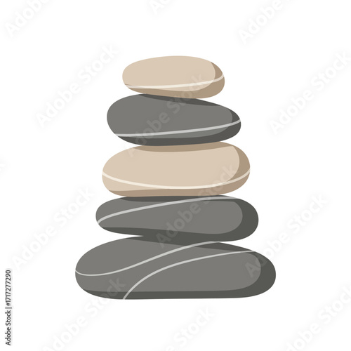 Stacked Smooth Stones Balance and Harmony in Neutral Tones Illustration.