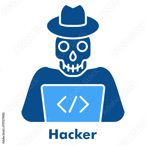 Hacker Two Color Glyph Icon Vector Illustration