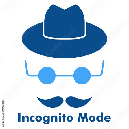 Incognito Mode Two Color Glyph Icon Vector Illustration