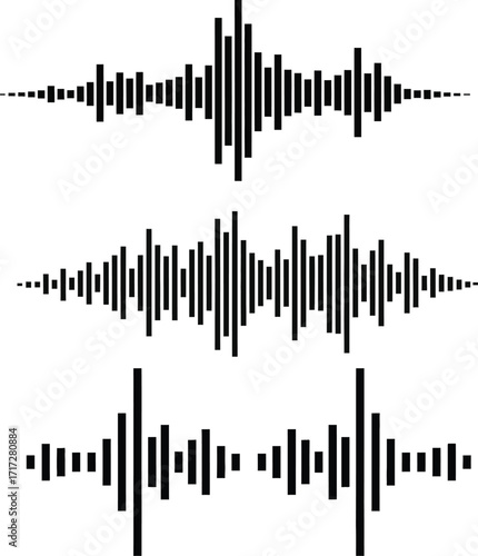 Black Podcast Sound Wave Vector – Audio Visualization Frequency Bars