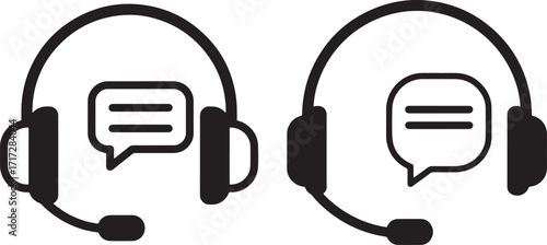 Two headset icons with speech bubbles silhouette