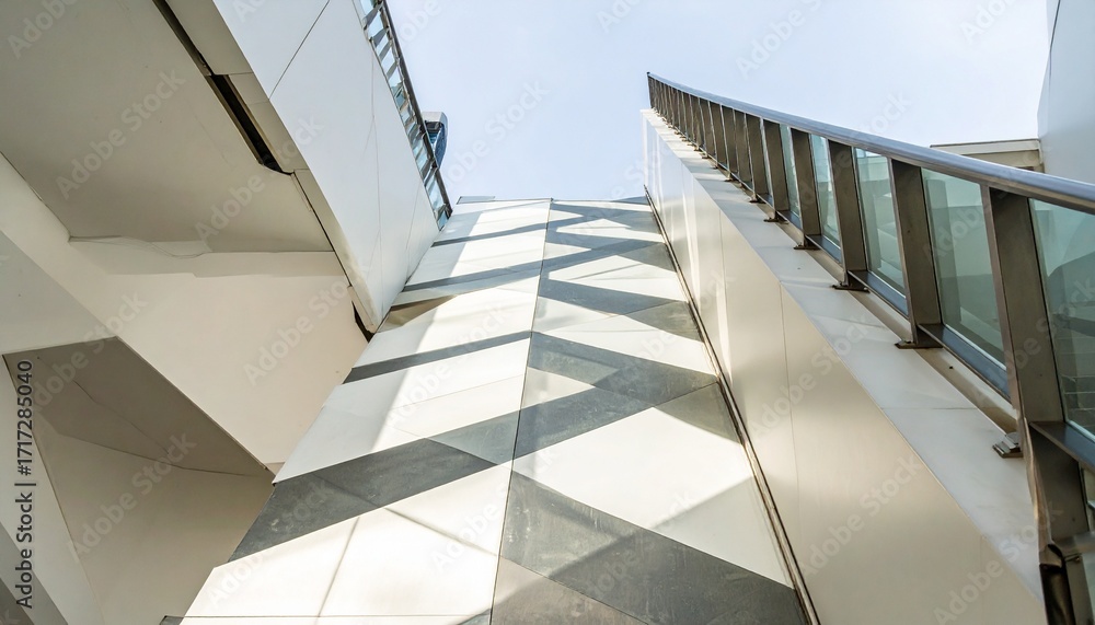 Fototapeta premium Abstract Architectural Design with Triangular Skylight and Metal Ladder