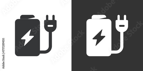 Battery Charging Icon. Solid glyph series icon