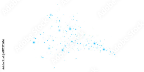 The blue dust, sparks and stars shine with special light. Sparkles on a transparent background. Christmas light effect. Sparkling magical dust particles.