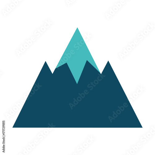 A simple mountain icon isolated on white background, representing nature, adventure, and outdoor activities in a minimalist style