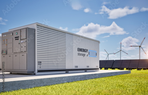 Energy storage system or battery container unit with solar panels for smart city