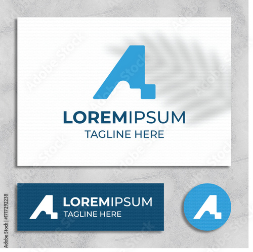 Simple technology logo design template with letter A