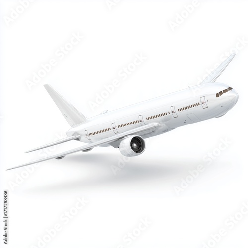 Sleek White Airplane Soaring Through the Sky , isolated on white background png