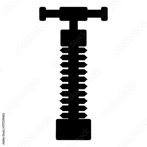 File compression tool silhouette-Black silhouette icon of a compression tool resembling a clamp, symbolizing file compression, zipped archives, or data reduction in computing.