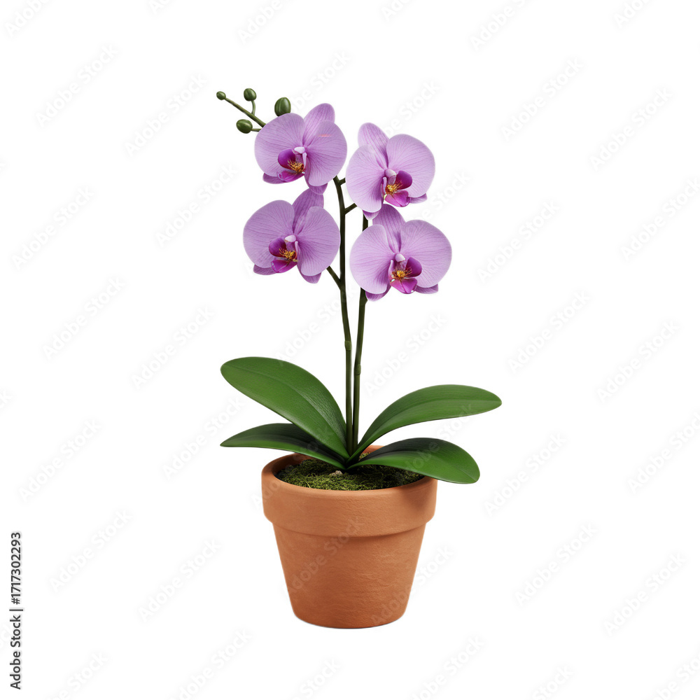 Fototapeta premium Lavender Orchid Miniature Potted Plant A Charming Tabletop Decor