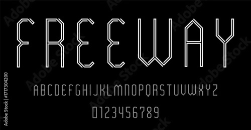 Set of alphabets font letters and numbers modern abstract design with line maze concept vector illustration