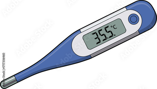 Digital thermometer showing a low temperature reading