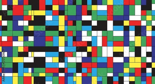 Colorful abstract pattern of squares in various colors.