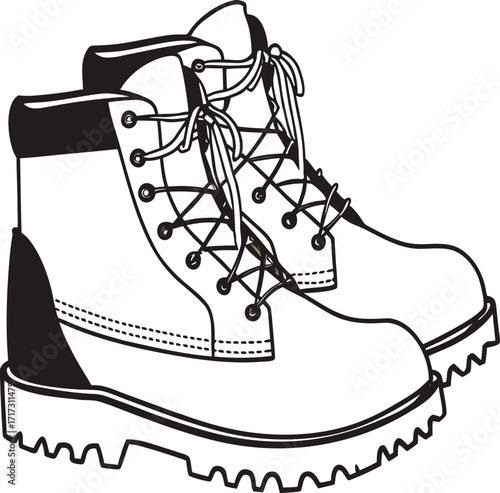 Hand drawn sketch of a winter boot vector illustration