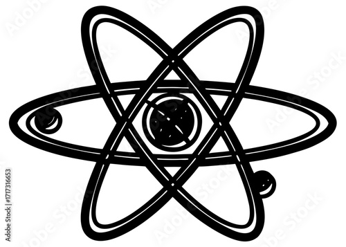 Atom Model Silhouette, Physics Science SVG, PNG