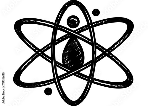 Atom Model Silhouette, Physics Science SVG, PNG