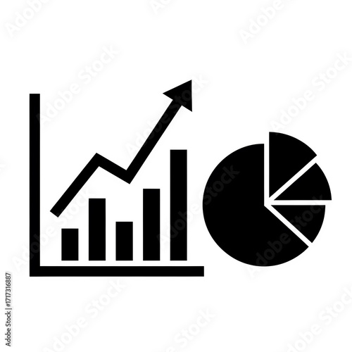 Business Growth Chart Icon for Data, Financial Reports & Success