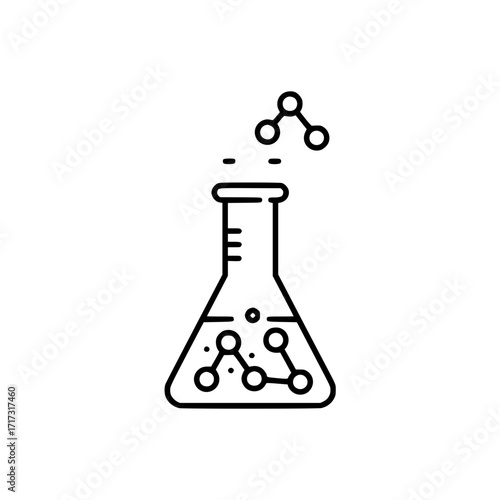 Laboratory flask with neural network sign representing applications of neural networks in science and medicine  