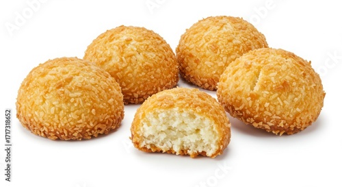 cocadas de horno baked coconut sweets from Venezuela isolated on a white background for dessert or snack uses