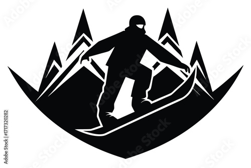 snowboarder silhouette vector icon design