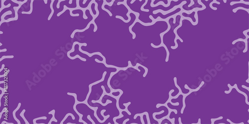 Seamless violet floral vector pattern design with a purple tree and pink background element. Abstract turing organic wallpaper. squiggle pattern. Creative coding computational design.
