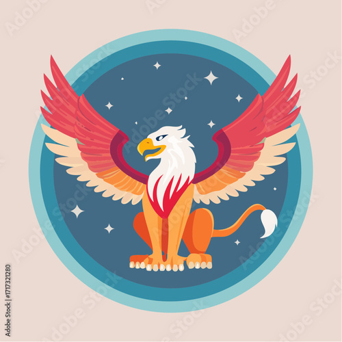 Vector Mascot Illustration of Mythical Griffin Emblem