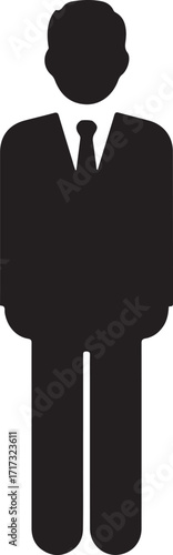 Steward Agent in Suit Solid Black Silhouette Icon