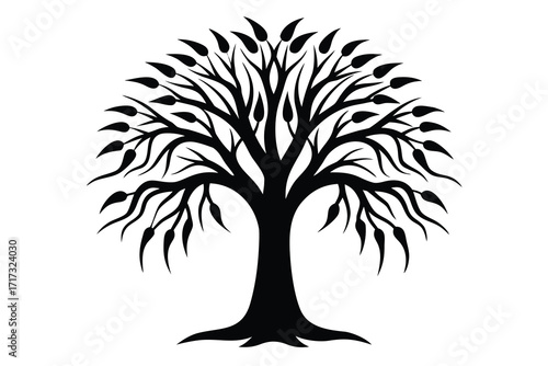 willow tree silhouette vector icon design
