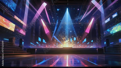 未来型デジタルステージ舞台歌番組コンサート風背景	
