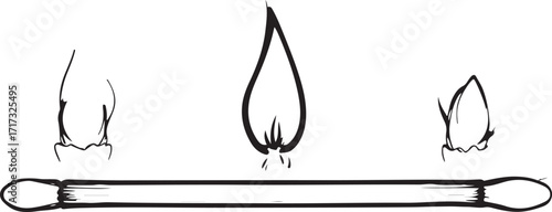 Abstract Candle Flames Line Art – Minimalist Fire Illustration in Black and White Outline Style