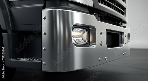 Scuffed Bumper and Sensor of an Industrial Freight Vehicle