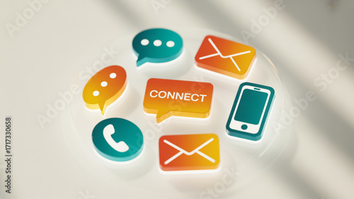 Connect communication icons social media marketing digital strategy and network connection concept design