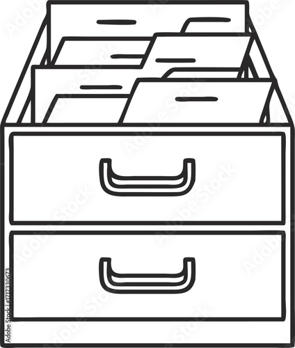 Filing cabinet with folders organizational storage office furniture document management solution vector